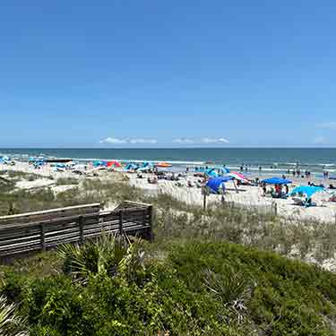 Umbrellas on Folly Beach near Chastains Cottages